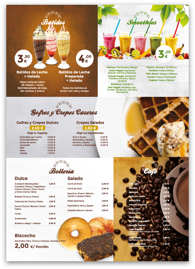 diseño grafico carta de heladeria cafeteria en san juan alicante la tentación freelance