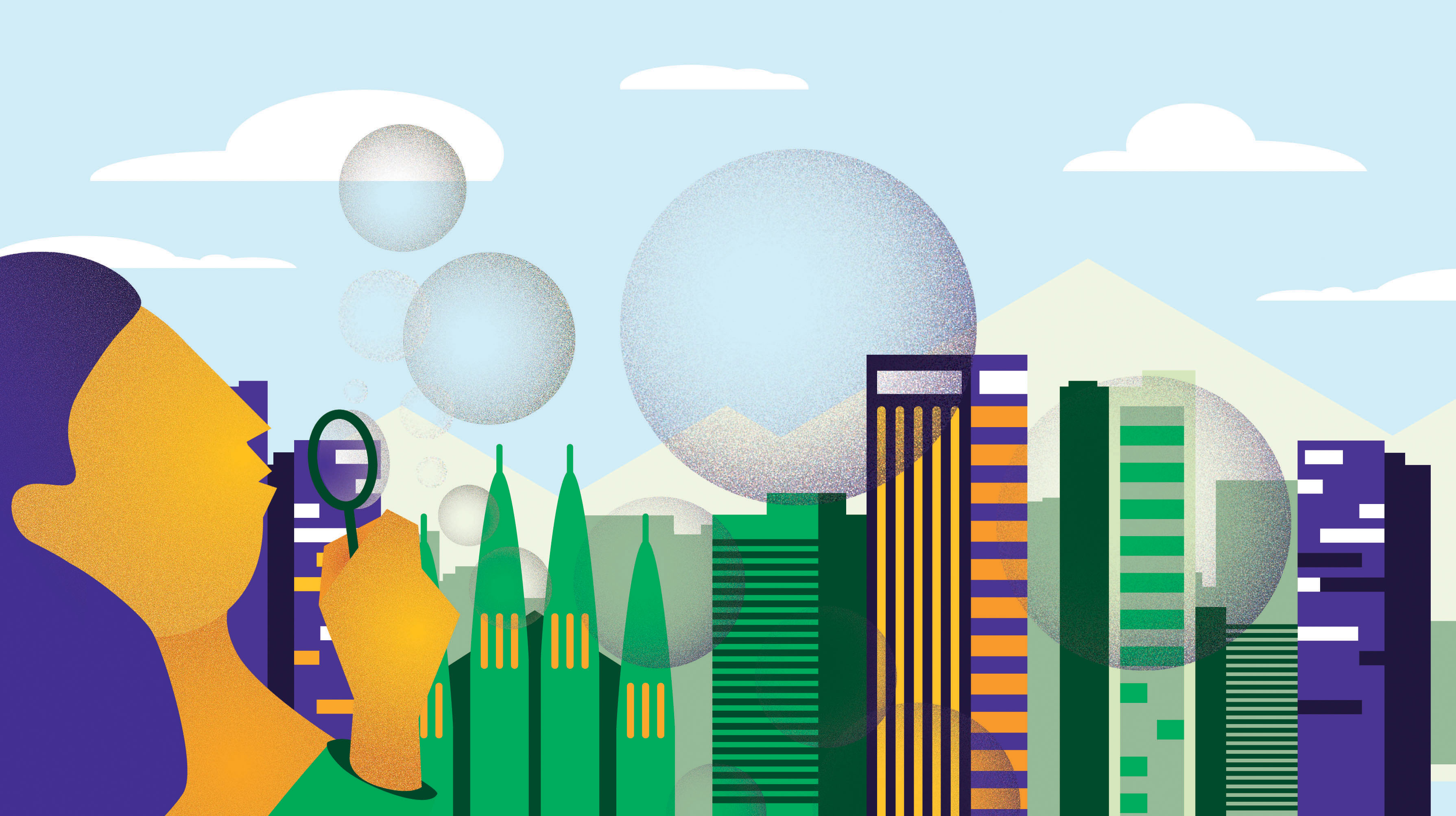 diseño de ilustracion para ilustrar post sobre la nueva burbuja inmobiliaria para kasaz portal inmobiliario diseño grafico