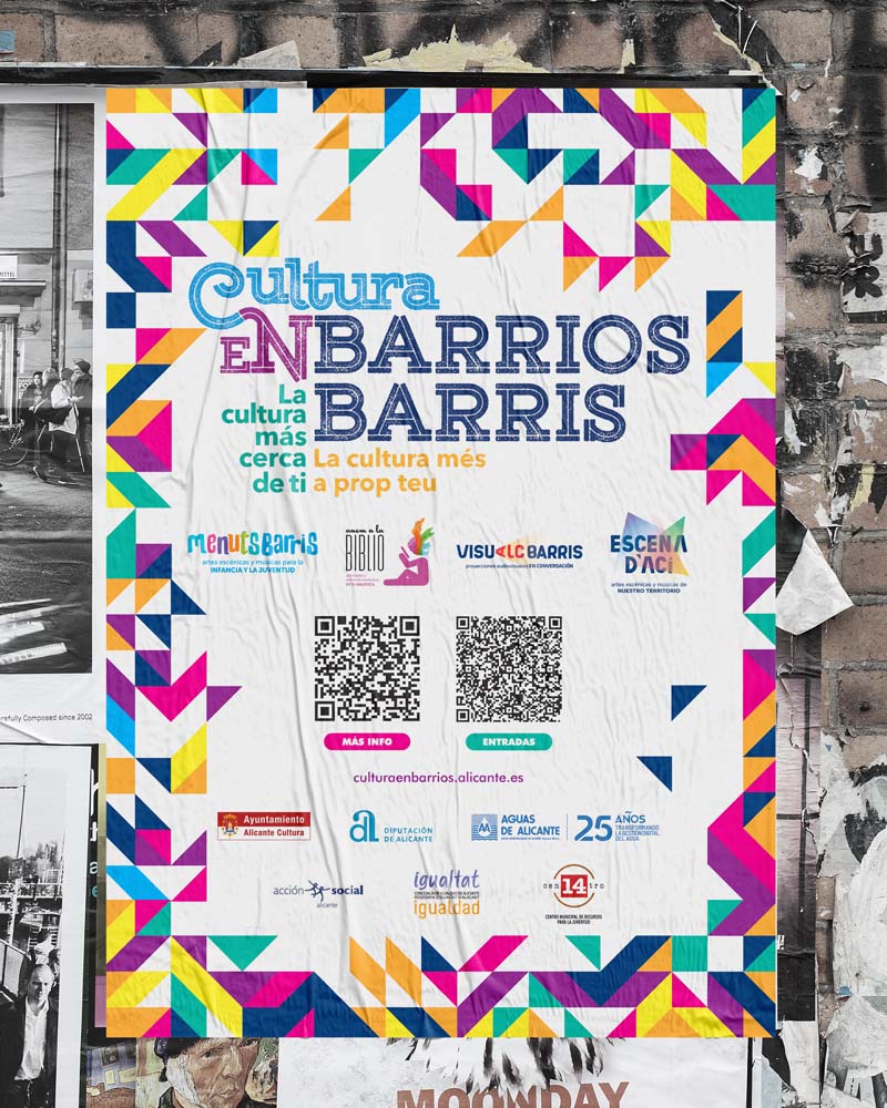 diseño grafico cartelería y campaña cultura en barrios alicante 2021 concejalía de cultura